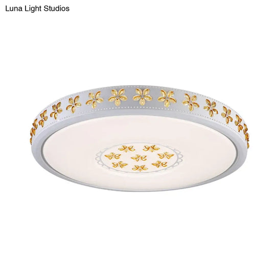 12/16.5/20.5 White Flower Flush Mount Acrylic Led Living Room Light In White/3 Color Options/Fourth