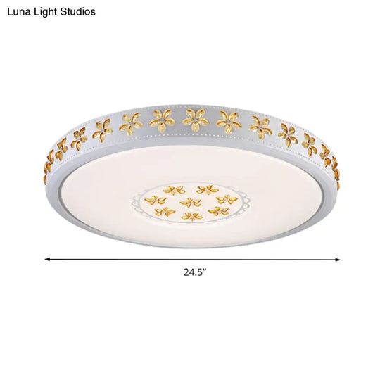 12’/16.5’/20.5’ White Flower Flush Mount Acrylic Led Living Room Light In White/3 Color