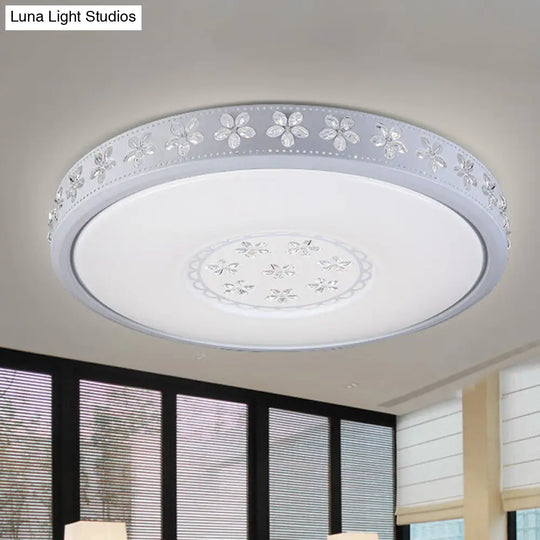 12/16.5/20.5 White Flower Flush Mount Acrylic Led Living Room Light In White/3 Color Options/Fourth