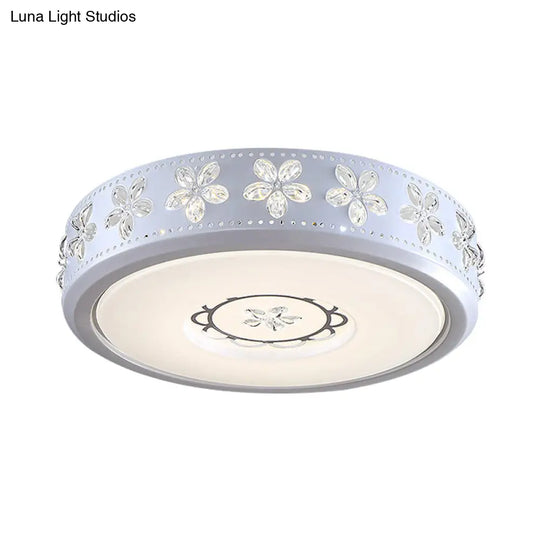 12’/16.5’/20.5’ White Flower Flush Mount Acrylic Led Living Room Light In White/3 Color