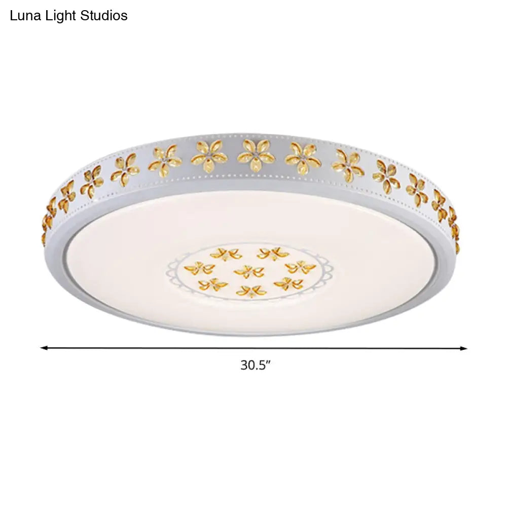 12/16.5/20.5 White Flower Flush Mount Acrylic Led Living Room Light In White/3 Color Options/Fourth