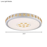 12’/16.5’/20.5’ White Flower Flush Mount Acrylic Led Living Room Light In White/3 Color