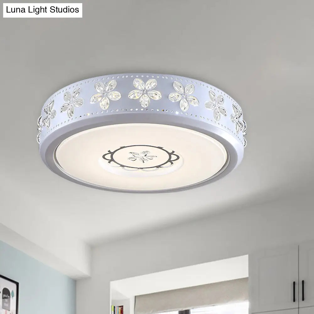 12’/16.5’/20.5’ White Flower Flush Mount Acrylic Led Living Room Light In White/3 Color