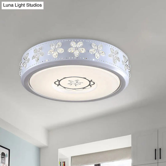 12’/16.5’/20.5’ White Flower Flush Mount Acrylic Led Living Room Light In White/3 Color