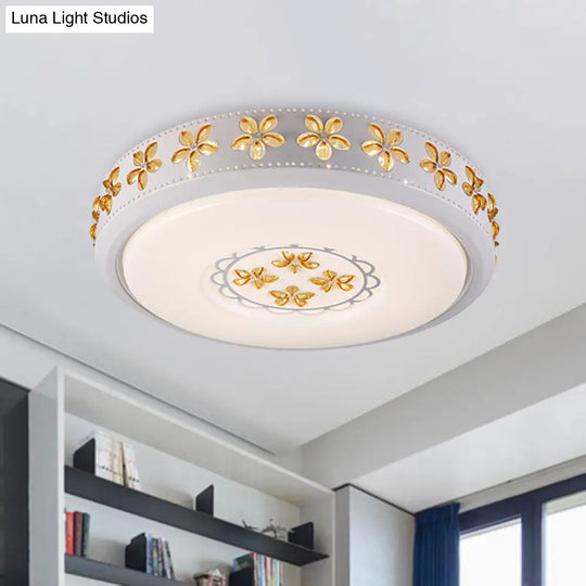 12’/16.5’/20.5’ White Flower Flush Mount Acrylic Led Living Room Light In White/3 Color