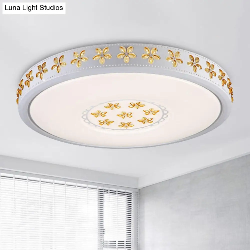 12/16.5/20.5 White Flower Flush Mount Acrylic Led Living Room Light In White/3 Color Options/Fourth