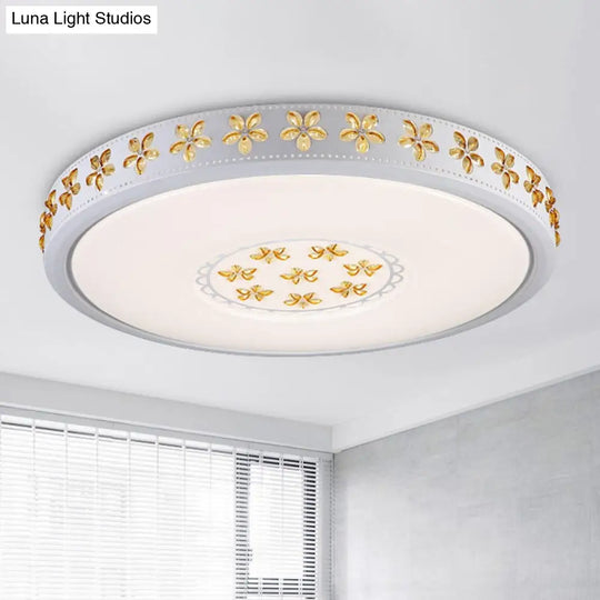 12/16.5/20.5 White Flower Flush Mount Acrylic Led Living Room Light In White/3 Color Options/Fourth