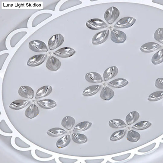 12/16.5/20.5 White Flower Flush Mount Acrylic Led Living Room Light In White/3 Color Options/Fourth