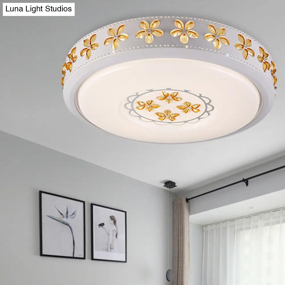 12’/16.5’/20.5’ White Flower Flush Mount Acrylic Led Living Room Light In White/3 Color