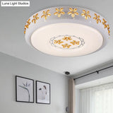 12’/16.5’/20.5’ White Flower Flush Mount Acrylic Led Living Room Light In White/3 Color