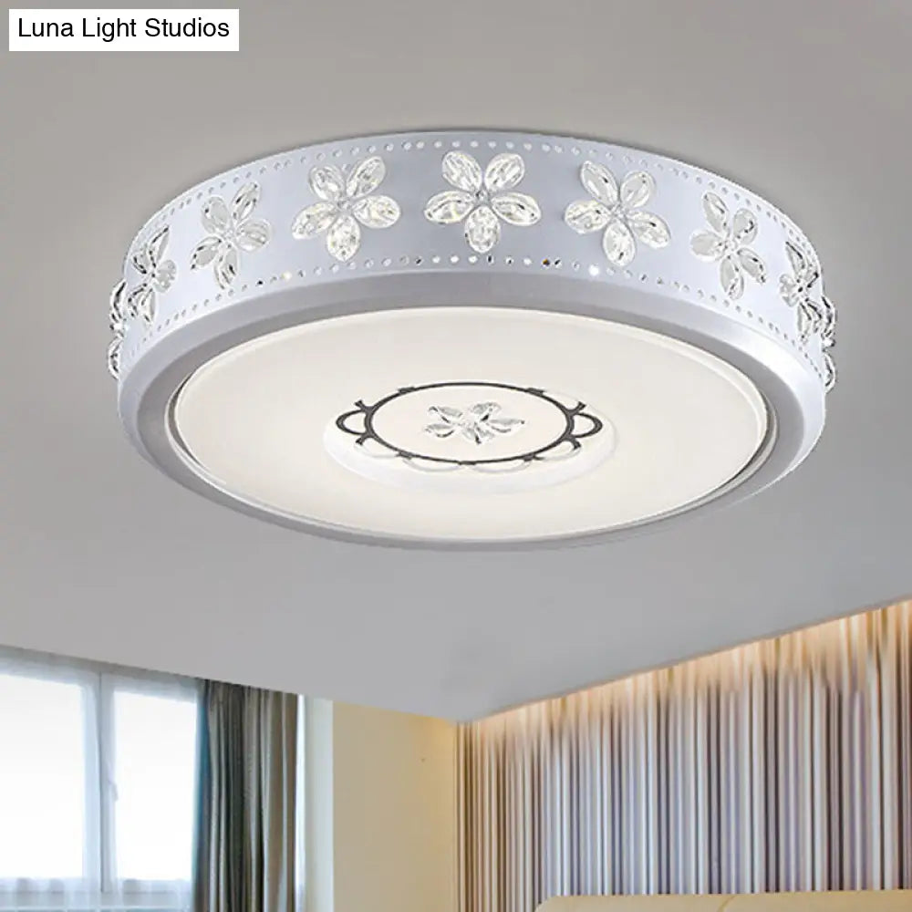 12/16.5/20.5 White Flower Flush Mount Acrylic Led Living Room Light In White/3 Color Options/Fourth