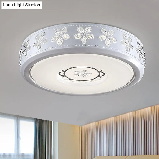 12/16.5/20.5 White Flower Flush Mount Acrylic Led Living Room Light In White/3 Color Options/Fourth