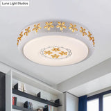 12’/16.5’/20.5’ White Flower Flush Mount Acrylic Led Living Room Light In White/3 Color