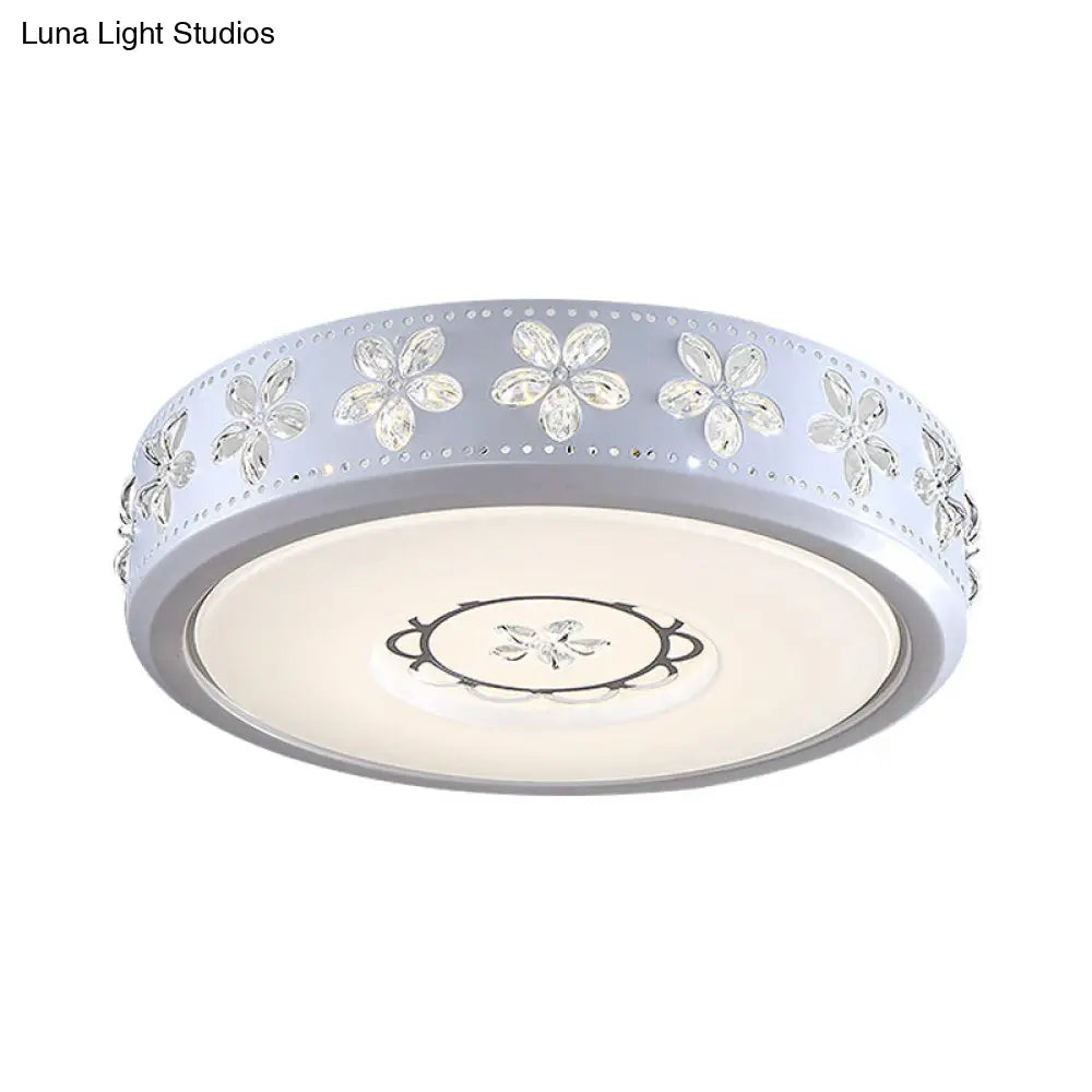 12/16.5/20.5 White Flower Flush Mount Acrylic Led Living Room Light In White/3 Color Options/Fourth