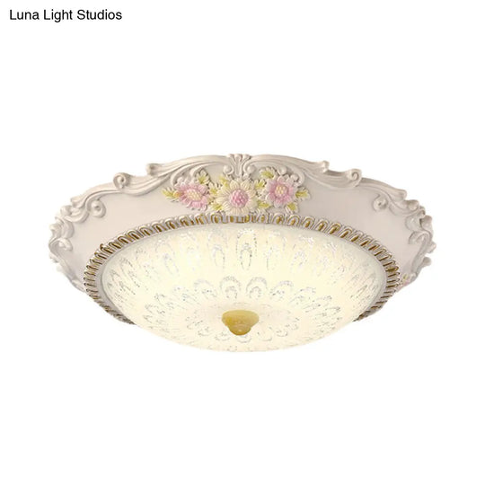 12/16 Country Style Led Sunflower/Rose Flush Light With Seeded Glass Shade
