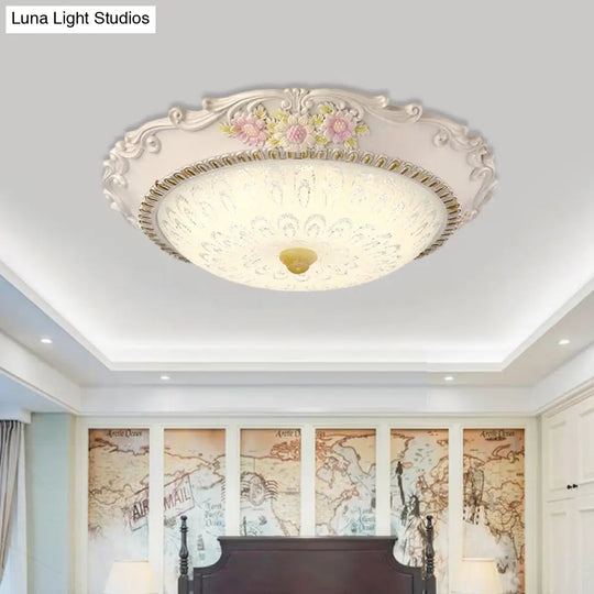 12’/16’ Country Style Led Sunflower/Rose Flush Light With Seeded Glass Shade