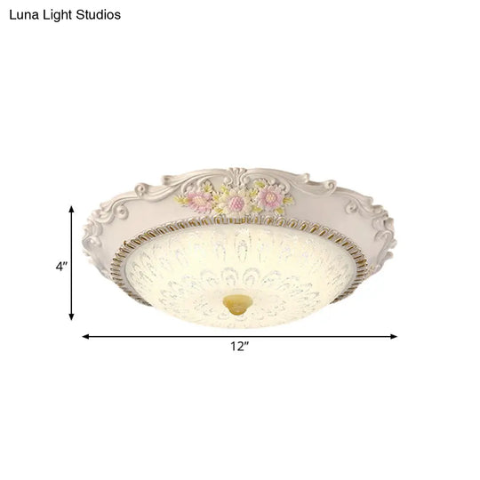 12/16 Country Style Led Sunflower/Rose Flush Light With Seeded Glass Shade