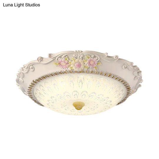 12’/16’ Country Style Led Sunflower/Rose Flush Light With Seeded Glass Shade