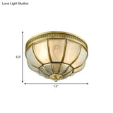 12’/16’ Dome Flush Mount Light With Colonial Opal Frosted Glass Brass Finish 2/3 Bulbs -