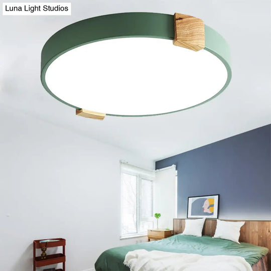 12/16 Green Acrylic Macaron Led Flush Mount Light For Study Room - Warm/White