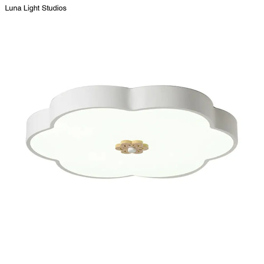 12/16 Modern Flower Flush Mount Ceiling Light With Acrylic Diffuser - Metal Led Black/White