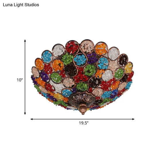 12/19.5 Flush Mount Metallic Ceiling Light With Acrylic Design - Brass Finish For Living Room Décor