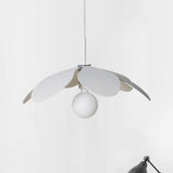 12’/19.5’ Wide Minimal Ceiling Pendant Light With Metal Flower Shade - 1-Light Black/White