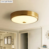 12.5/16 Diameter Antiqued Gold Led Flush Mount Ceiling Light - Simplicity White Glass Bowl Bedroom