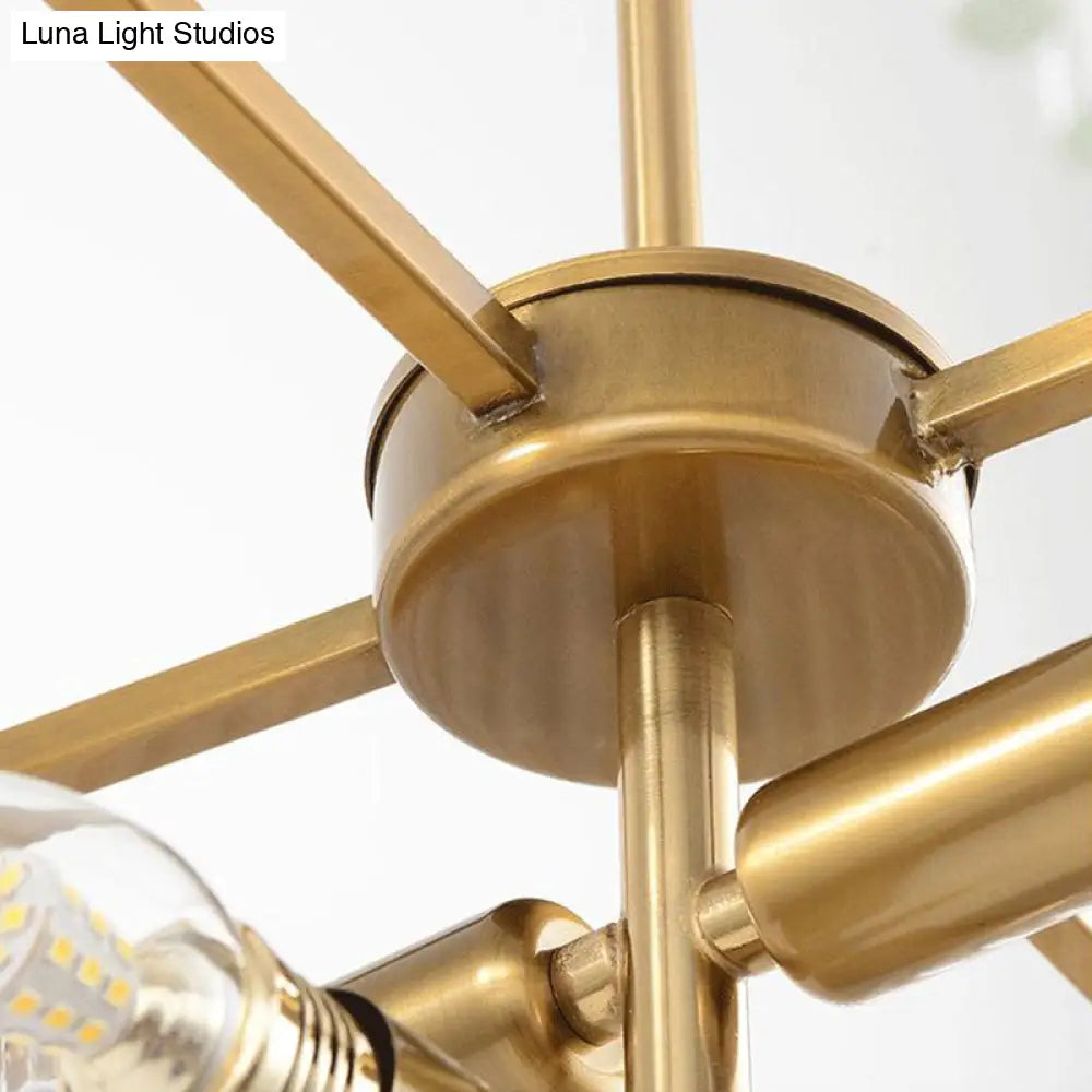12-Light Brass Crystal Rod Island Chandelier For Modern Dining Room