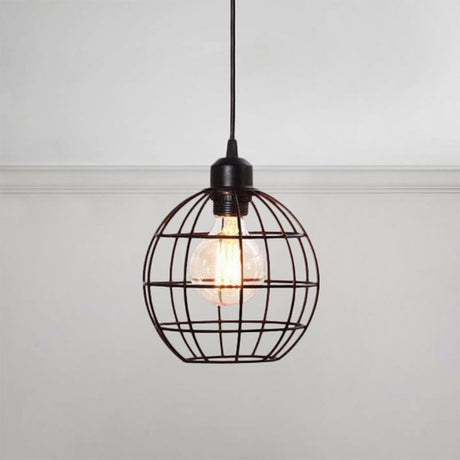 Retro Style Globe Ceiling Lamp - Metal Hanging Light Fixture In Black/Copper