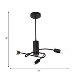 Industrial Vintage Black Metal Chandelier With 3/5 Lights Twirled Design And Exposed Bulbs - Perfect