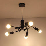 Industrial Vintage Black Metal Chandelier With 3/5 Lights Twirled Design And Exposed Bulbs - Perfect