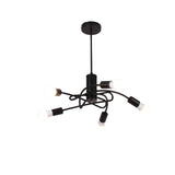 Industrial Vintage Black Metal Chandelier With 3/5 Lights Twirled Design And Exposed Bulbs - Perfect