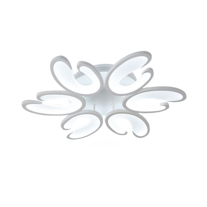 Modern 4/6/9 - Head U - Shaped Acrylic Shade Flush Mount Ceiling Light In White – Warm/White/Natural