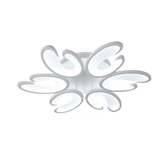 Modern 4/6/9 - Head U - Shaped Acrylic Shade Flush Mount Ceiling Light In White – Warm/White/Natural