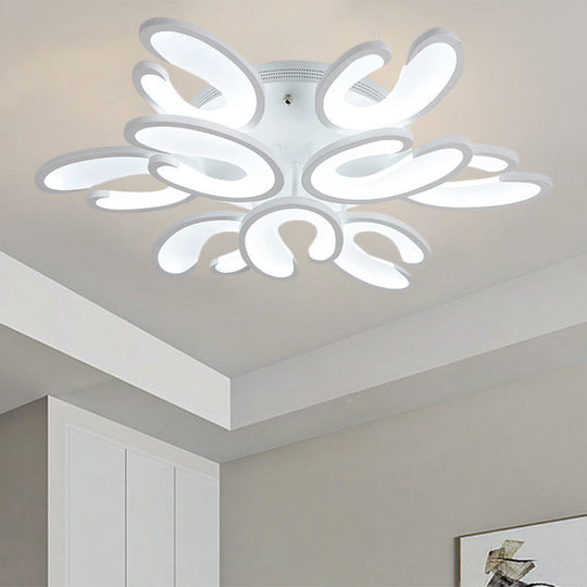 Modern 4/6/9 - Head U - Shaped Acrylic Shade Flush Mount Ceiling Light In White – Warm/White/Natural