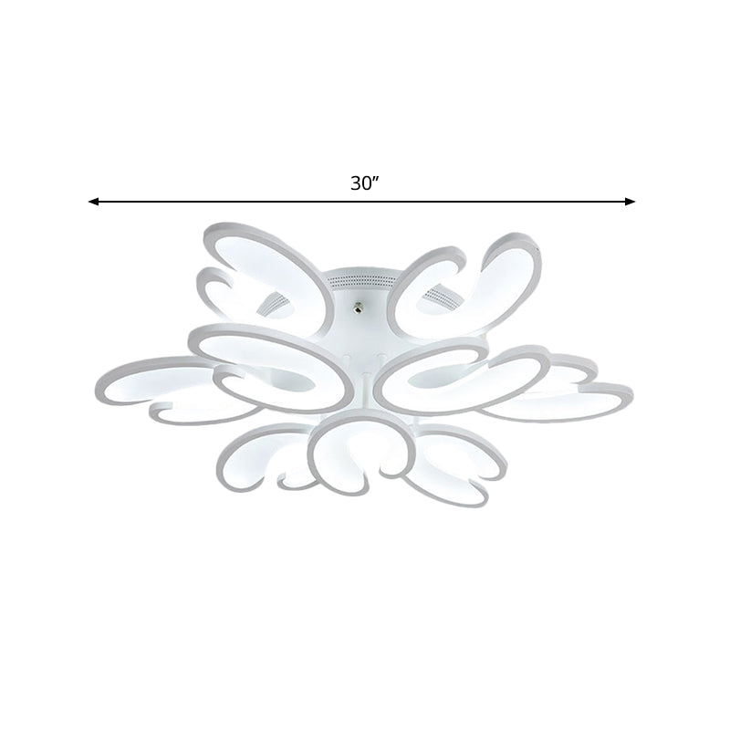 Modern 4/6/9 - Head U - Shaped Acrylic Shade Flush Mount Ceiling Light In White – Warm/White/Natural