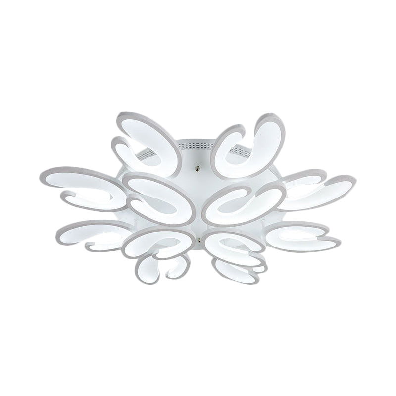 Modern 4/6/9 - Head U - Shaped Acrylic Shade Flush Mount Ceiling Light In White – Warm/White/Natural