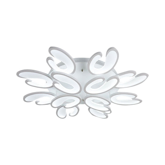 Modern 4/6/9 - Head U - Shaped Acrylic Shade Flush Mount Ceiling Light In White – Warm/White/Natural