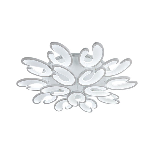 Modern 4/6/9 - Head U - Shaped Acrylic Shade Flush Mount Ceiling Light In White – Warm/White/Natural