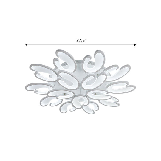 Modern 4/6/9 - Head U - Shaped Acrylic Shade Flush Mount Ceiling Light In White – Warm/White/Natural