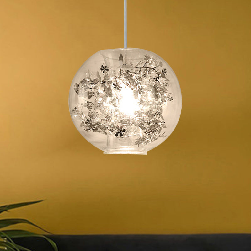 Modern Clear Glass Shattered Leaves Pendant Light With 1 Silver/Gold Finish