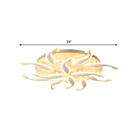 Modern Led Acrylic Fishes Flush Mount Light: Ceiling Fixture With 3/5/9 Lights In Warm/White/Natural