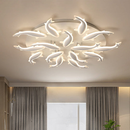 Modern Led Acrylic Fishes Flush Mount Light: Ceiling Fixture With 3/5/9 Lights In