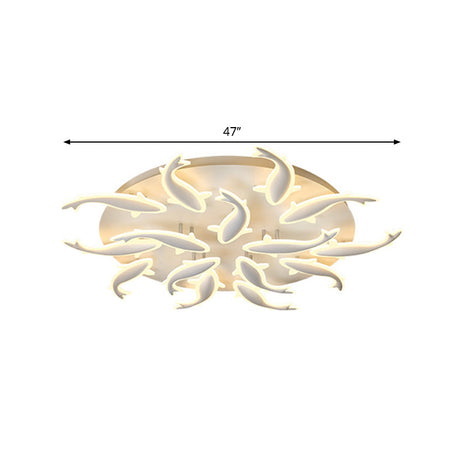 Modern Led Acrylic Fishes Flush Mount Light: Ceiling Fixture With 3/5/9 Lights In Warm/White/Natural