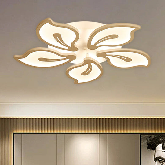 Modern Bauhinia Leaf Flush Light: Acrylic Led Ceiling Lamp For Living Room. Available In 3/5/9 -