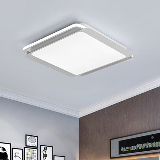 Modern Metal Square Ceiling Flush Mount Light - Led 18’/23.5’ W White Bedroom Lamp In Warm/White