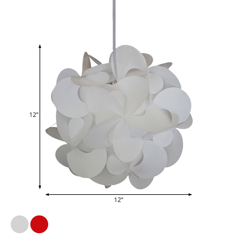 10/12/16 Wide Windmill Plastic Ceiling Pendant - Modern Red/White Hanging Light Fixture