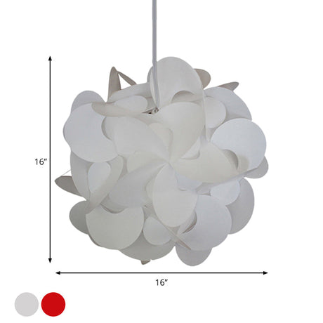 10/12/16 Wide Windmill Plastic Ceiling Pendant - Modern Red/White Hanging Light Fixture