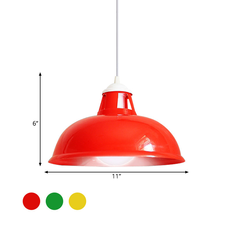 Vintage Pendant Light With Acrylic Coin Pattern Shade - 1 Bulb Red/Yellow/Green Restaurant Ceiling